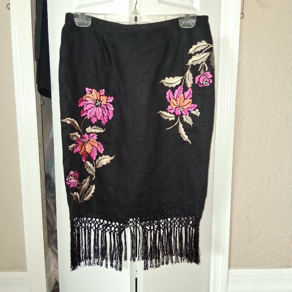 Vintage Floral Fringe Skirt